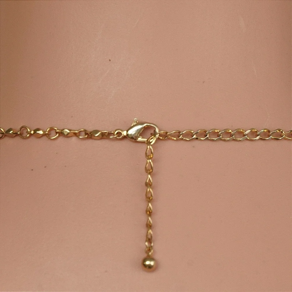 Gold Tone Multi Strand Mesh Bib‎ Necklace Adjustable Lattice Collar Statement